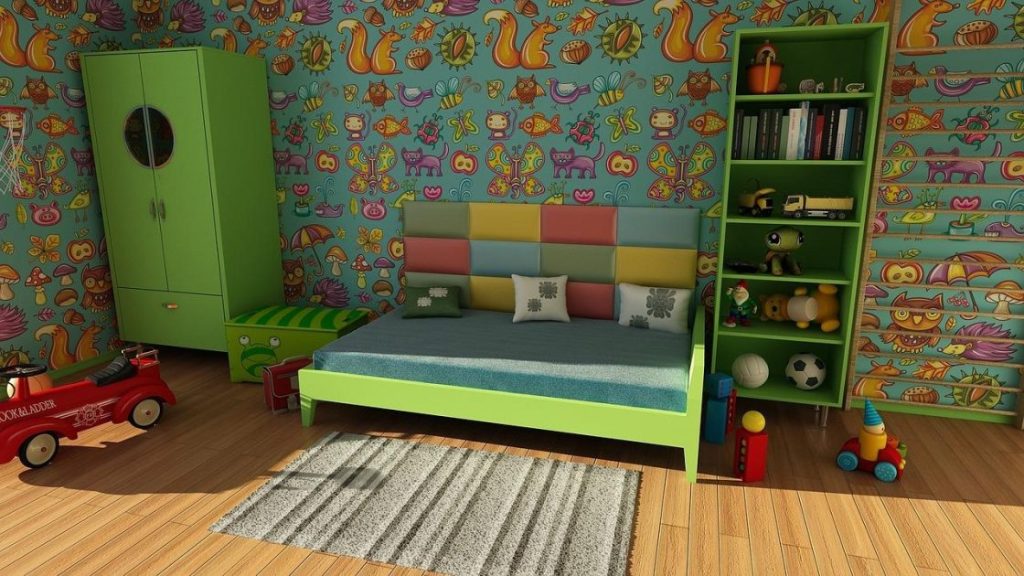 Inspiratie voor wanddecoraties in de kinderkamer met lichte kleuren en genderneutrale decoratieideëen